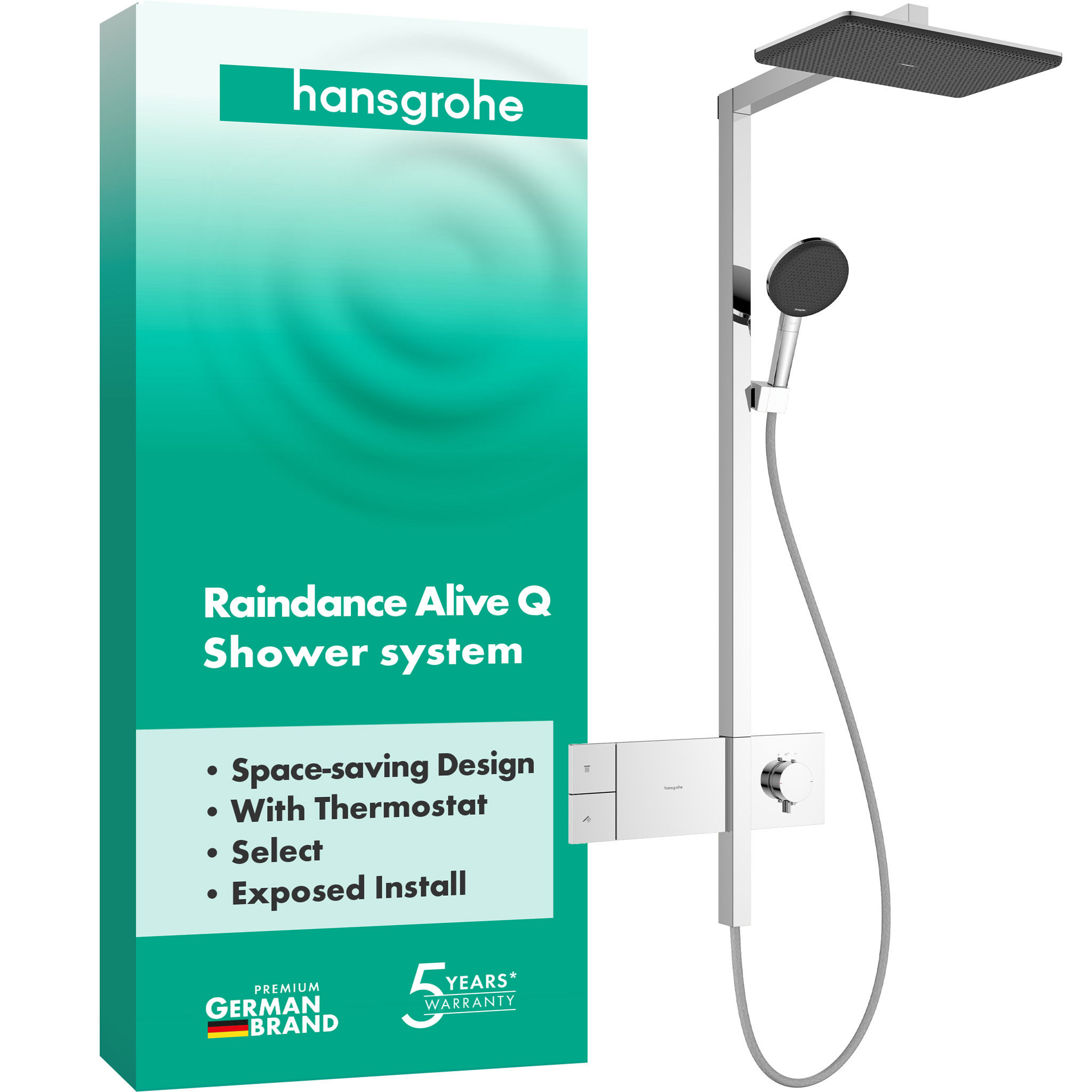Душова система hansgrohe Raindance Alive Q 210/340 1jet з ShowerSelect Comfort, 24580000 хром - зображення